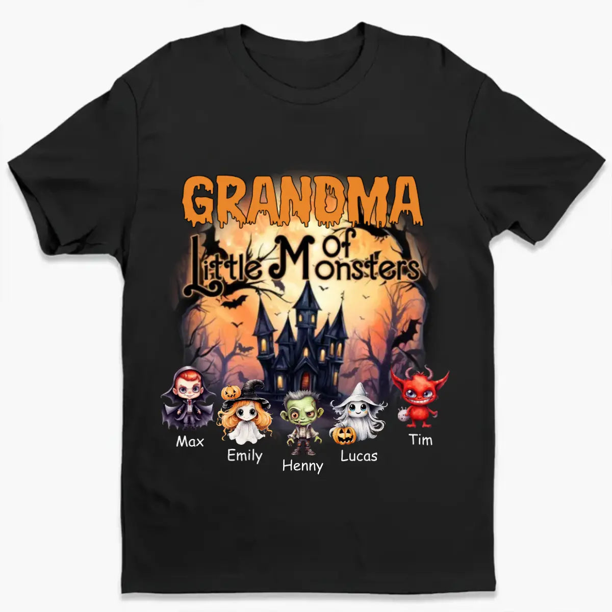 Grandma/Grandpa Of These Little Monsters - Personalized Custom Unisex T-Shirt - Gift For Parents, Gift For Grandparents, Halloween Gift Shirts & Tops The Next Custom Gift