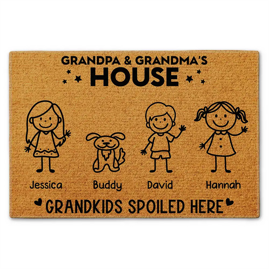 Grandpa & Grandma's House Grandkids Spoiled Here - Personalized Doormat