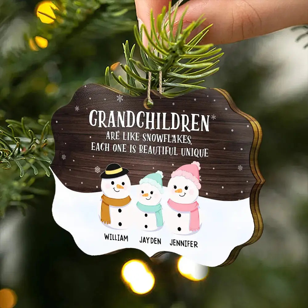 Grandparents & Grandkids Will Always Be Connected By Heart - Personalized Medallion Wooden Ornament ornament The Next Custom Gift