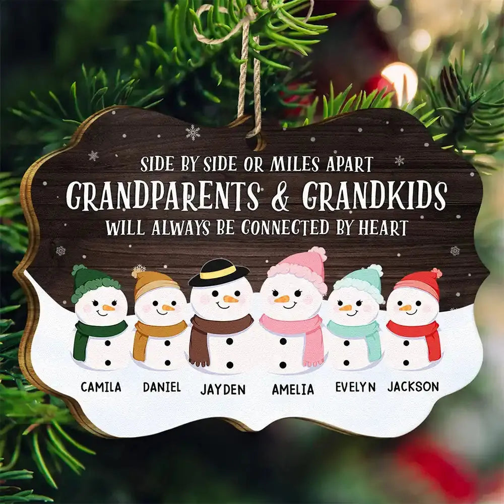 Grandparents & Grandkids Will Always Be Connected By Heart - Personalized Medallion Wooden Ornament ornament The Next Custom Gift