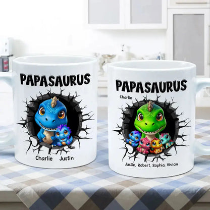 Grandpasaurus Daddysaurus And Kids In A Hold 3D Printed Personalized AOP Mug Mug The Next Custom Gift