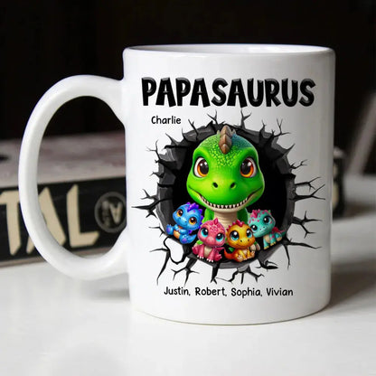 Grandpasaurus Daddysaurus And Kids In A Hold 3D Printed Personalized AOP Mug Mug The Next Custom Gift