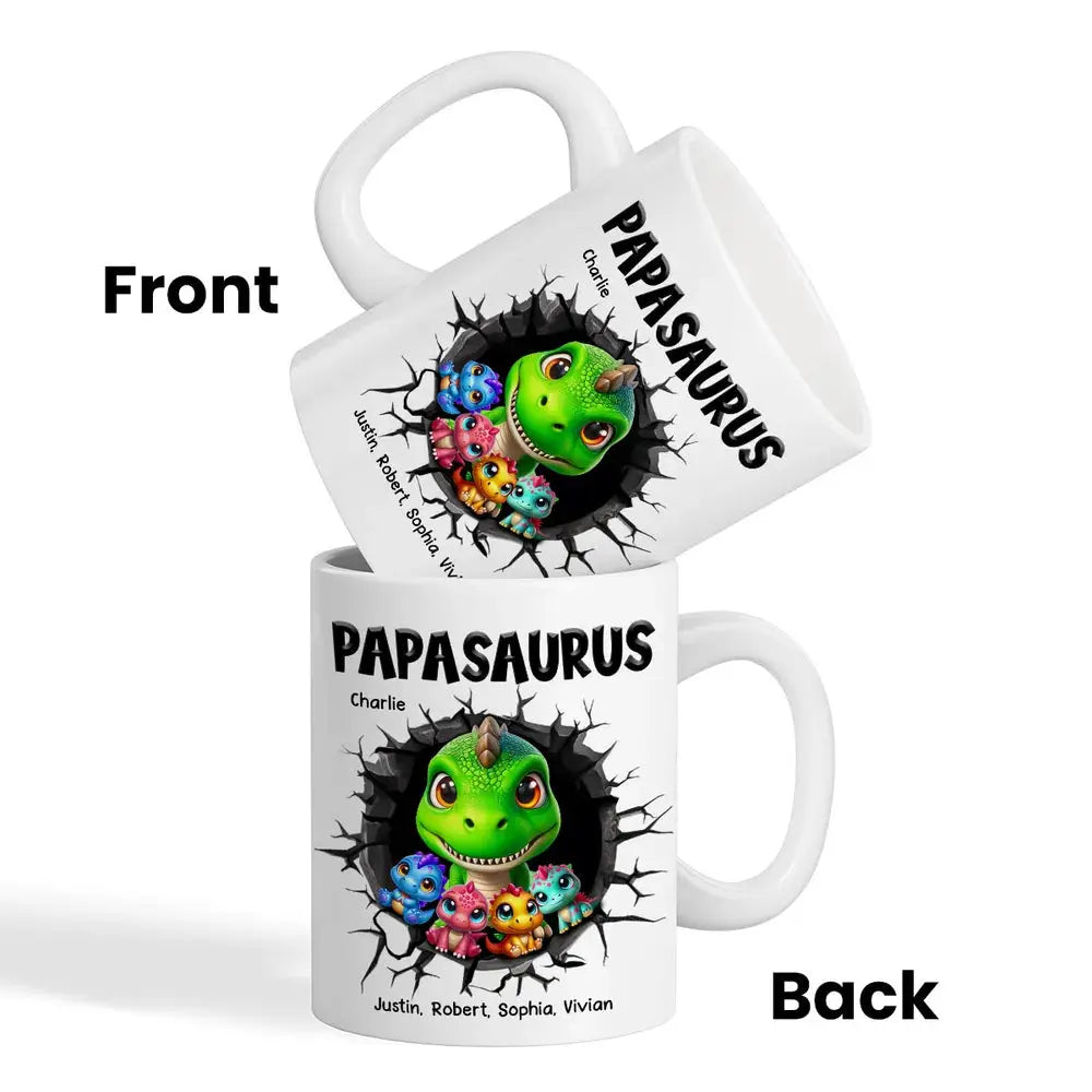 Grandpasaurus Daddysaurus And Kids In A Hold 3D Printed Personalized AOP Mug Mug The Next Custom Gift