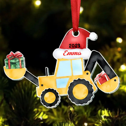 Grandson- Truck Excavator Christmas - Personalized  Ornament