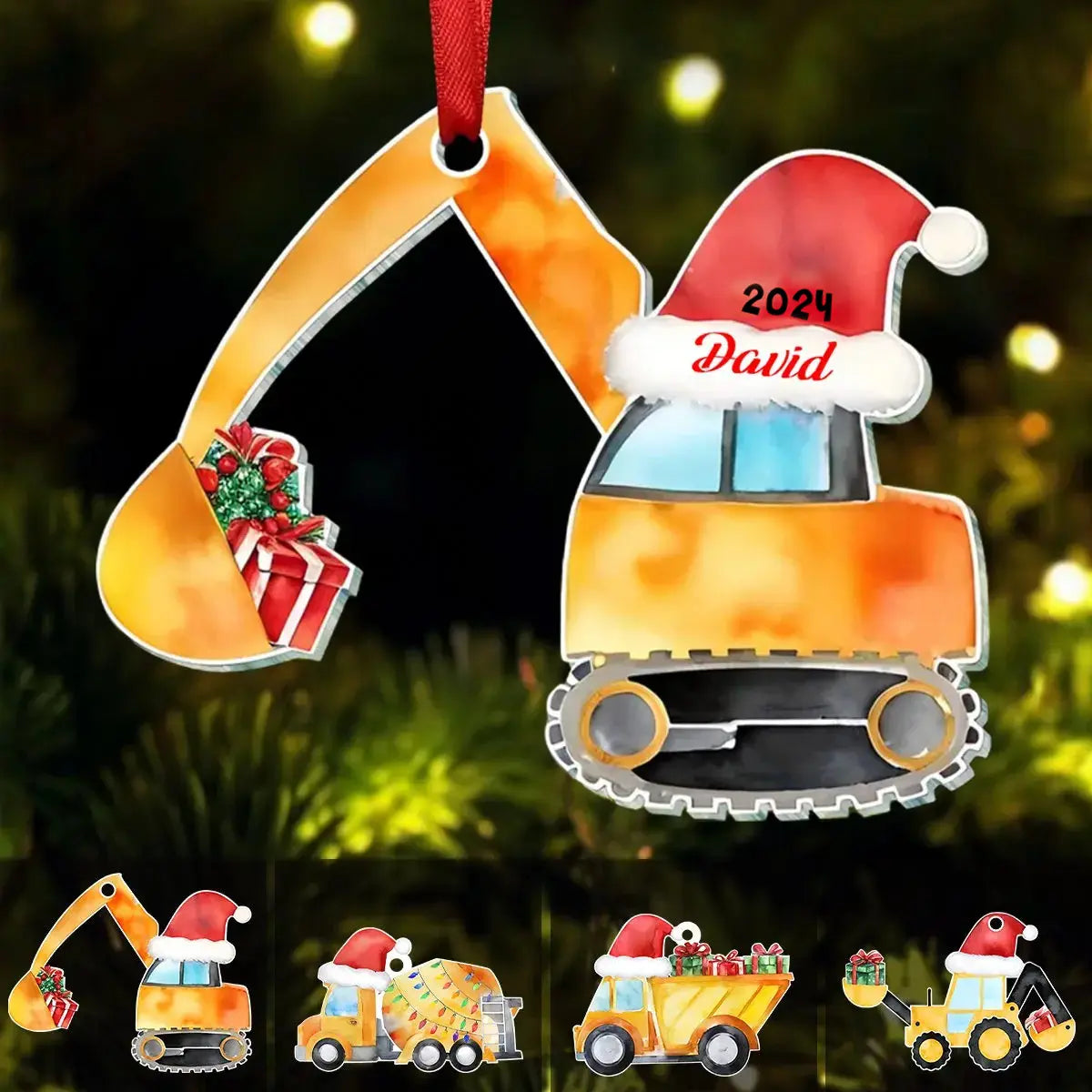 Grandson- Truck Excavator Christmas - Personalized  Ornament ornament The Next Custom Gift