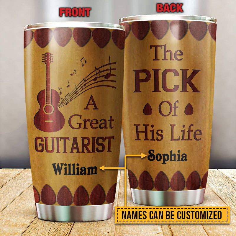 Great Guitarist Pick Of His Life Custom Tumbler, Personalized Guitar Tumbler Couple Gift