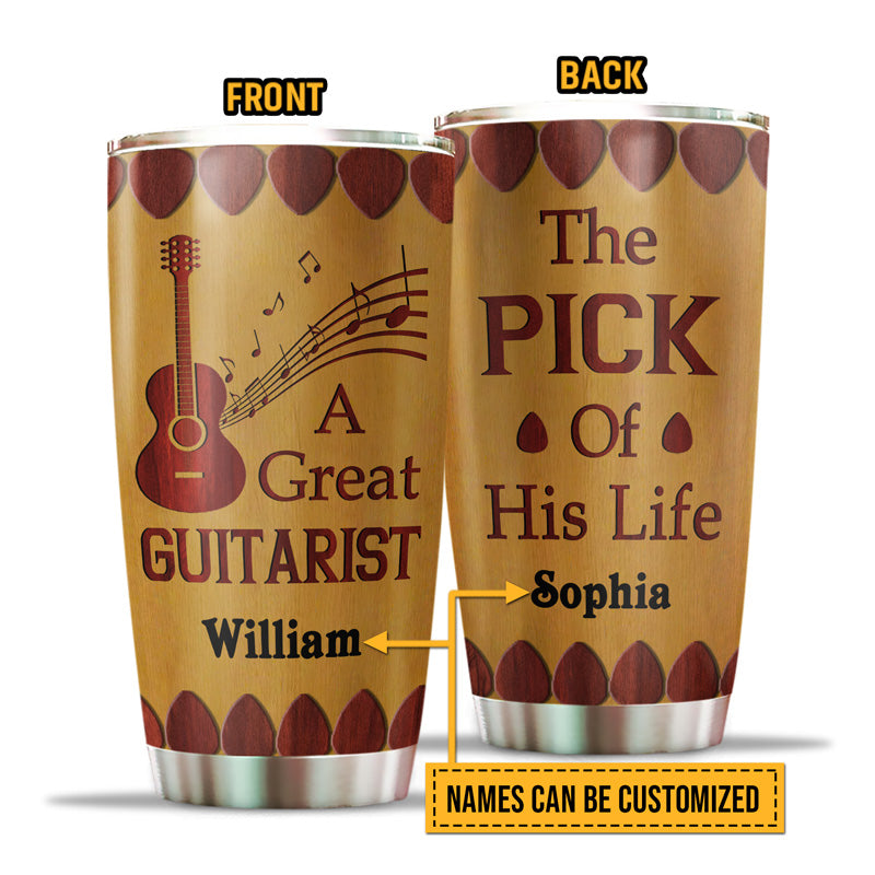 Great Guitarist Pick Of His Life Custom Tumbler, Personalized Guitar Tumbler Couple Gift