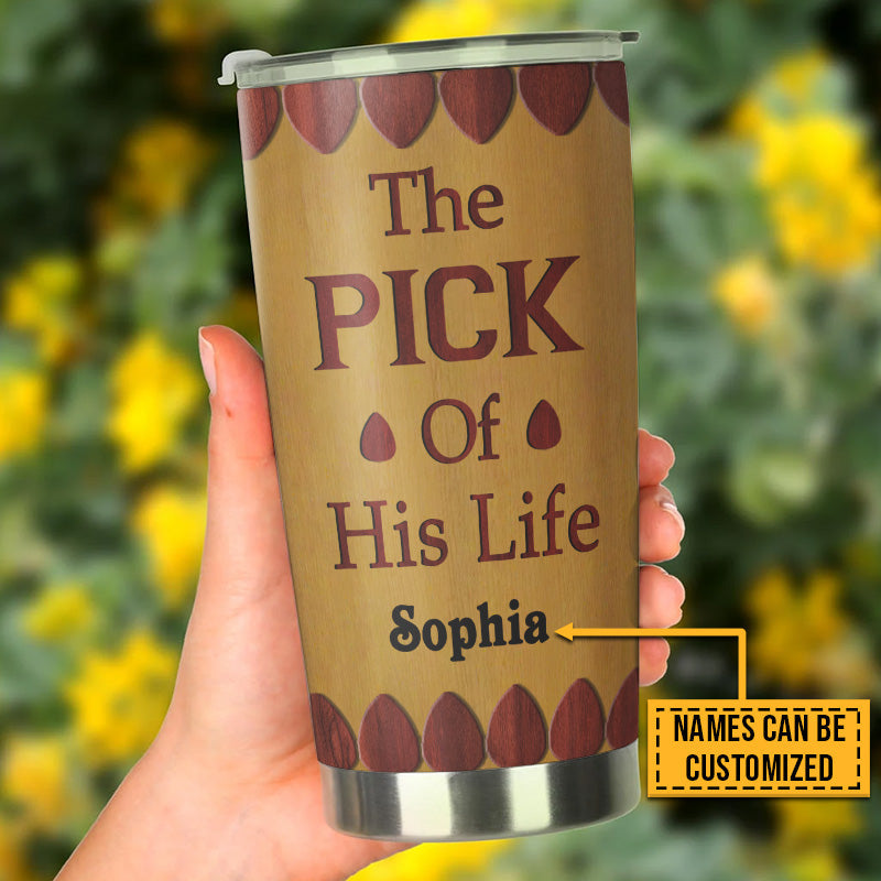 Great Guitarist Pick Of His Life Custom Tumbler, Personalized Guitar Tumbler Couple Gift