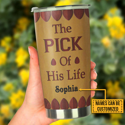 Great Guitarist Pick Of His Life Custom Tumbler, Personalized Guitar Tumbler Couple Gift