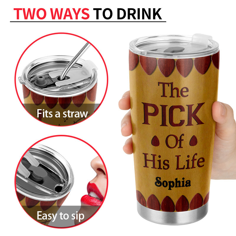 Great Guitarist Pick Of His Life Custom Tumbler, Personalized Guitar Tumbler Couple Gift