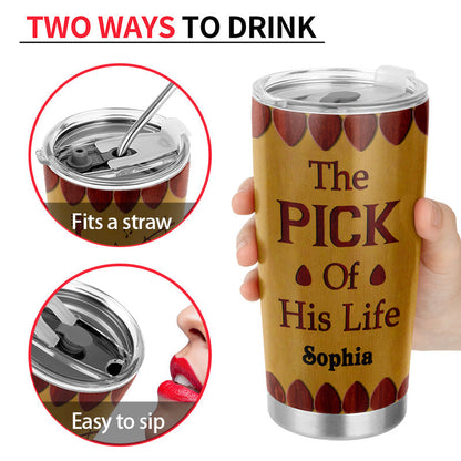 Great Guitarist Pick Of His Life Custom Tumbler, Personalized Guitar Tumbler Couple Gift