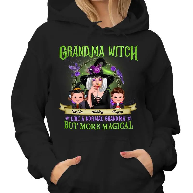 Green And Purple Halloween Grandma And Kids Personalized Shirt Shirts & Tops The Next Custom Gift