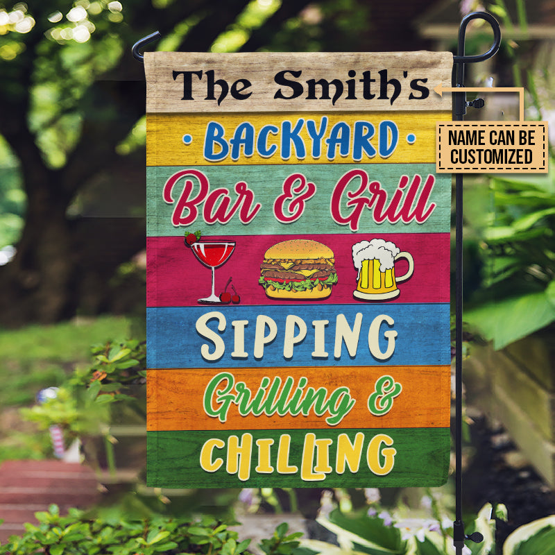 Grilling Backyard Sipping Grilling Chilling Custom Flag
