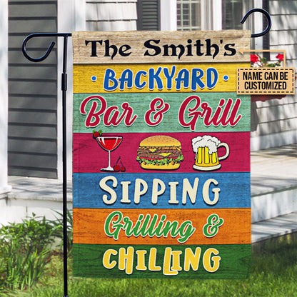 Grilling Backyard Sipping Grilling Chilling Custom Flag