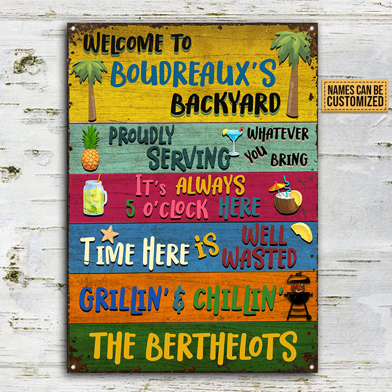 Grilling Boudreaux's Backyard Custom Classic Metal Signs