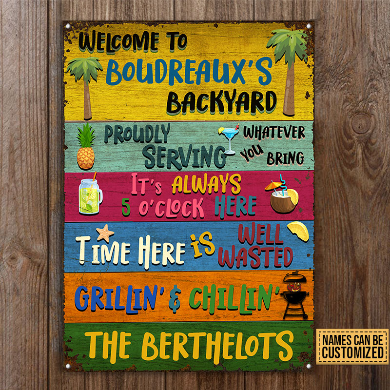 Grilling Boudreaux's Backyard Custom Classic Metal Signs