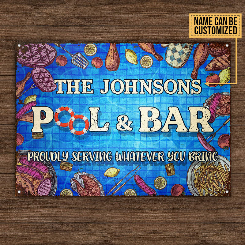 Grilling Pool And Bar Serving Whatever You Bring Custom Classic Metal Signs