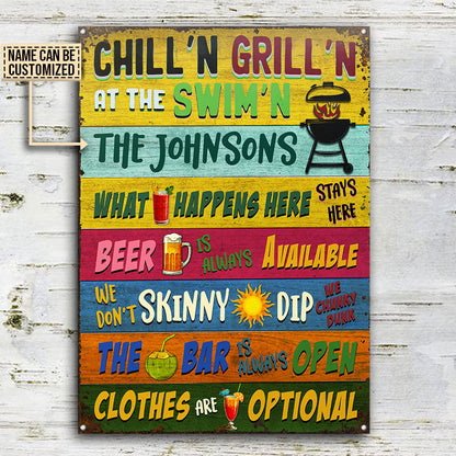 Grilling Pool Skinny Dip Custom Classic Metal Signs