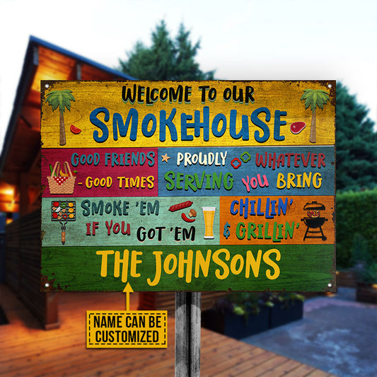 Grilling Smoke House Welcome Custom Classic Metal Signs, Grilling Decor