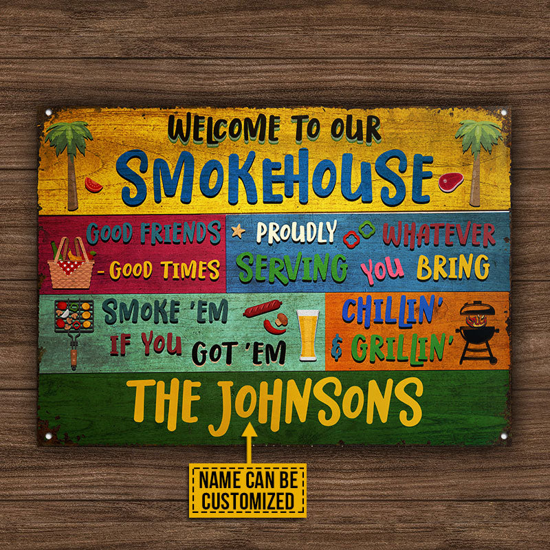 Grilling Smoke House Welcome Custom Classic Metal Signs, Grilling Decor