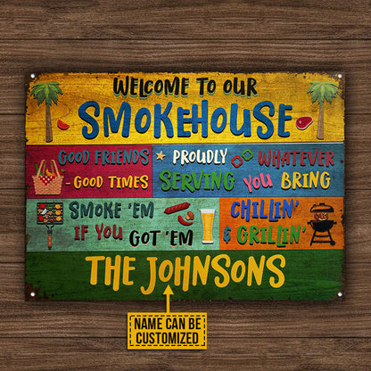 Grilling Smoke House Welcome Custom Classic Metal Signs, Grilling Decor