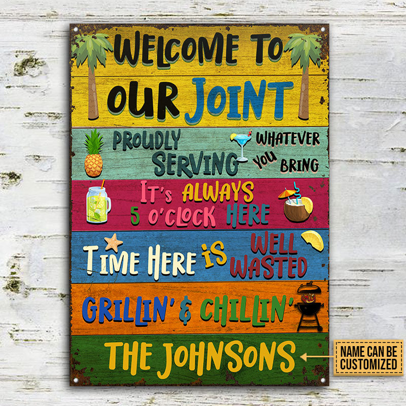 Grilling Welcome To Our Joint Custom Classic Metal Signs