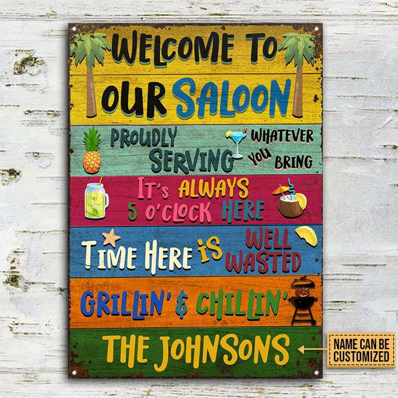Grilling Welcome To Our Saloon Custom Classic Metal Signs