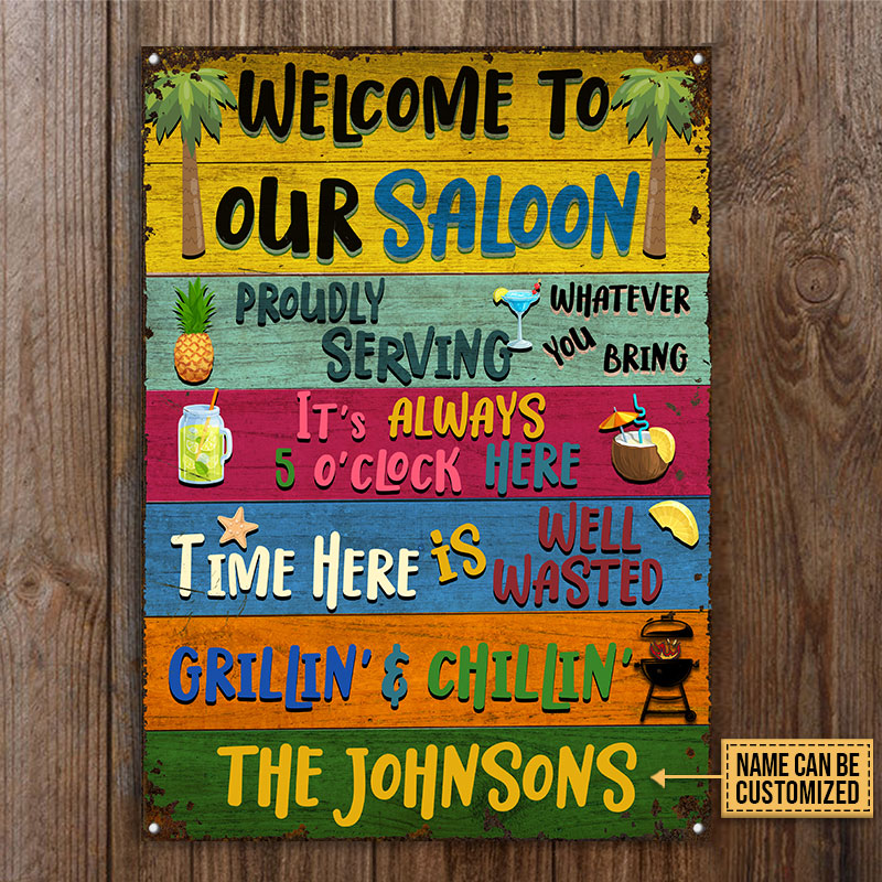 Grilling Welcome To Our Saloon Custom Classic Metal Signs