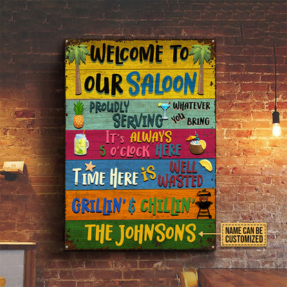Grilling Welcome To Our Saloon Custom Classic Metal Signs