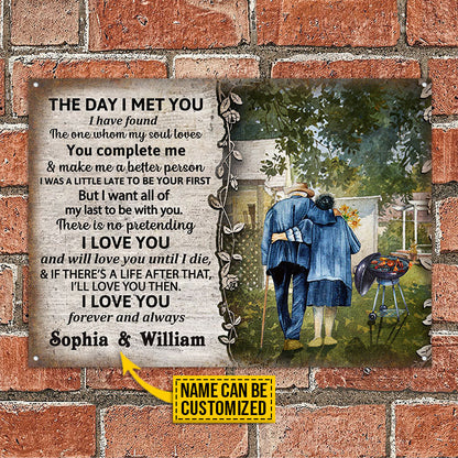 Grilling Couple The Day I Met Custom Classic Metal Signs