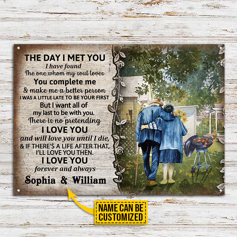 Grilling Couple The Day I Met Custom Classic Metal Signs