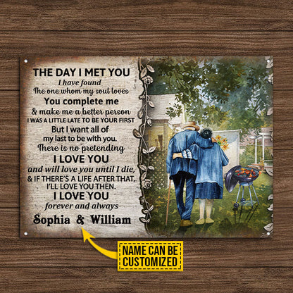 Grilling Couple The Day I Met Custom Classic Metal Signs