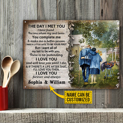 Grilling Couple The Day I Met Custom Classic Metal Signs