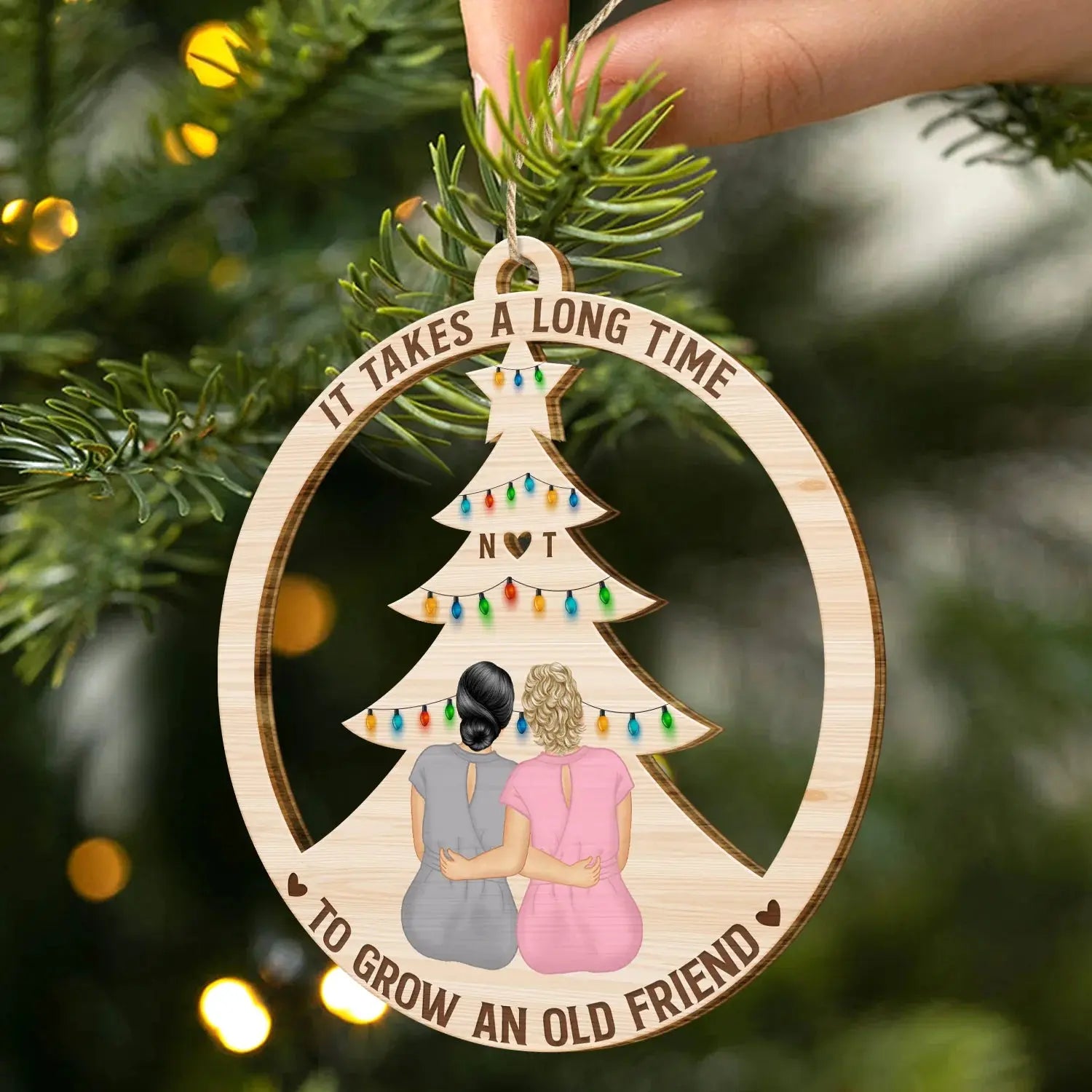 Grow An Old Friend - Gift For Bestie - Personalized Wooden Cutout Ornament Ornament The Next Custom Gift