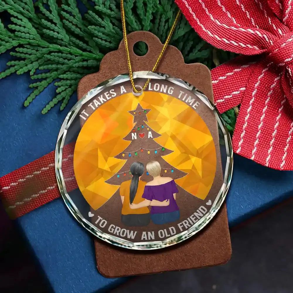 Grow An Old Friend - Personalized Circle Glass Ornament Ornament The Next Custom Gift