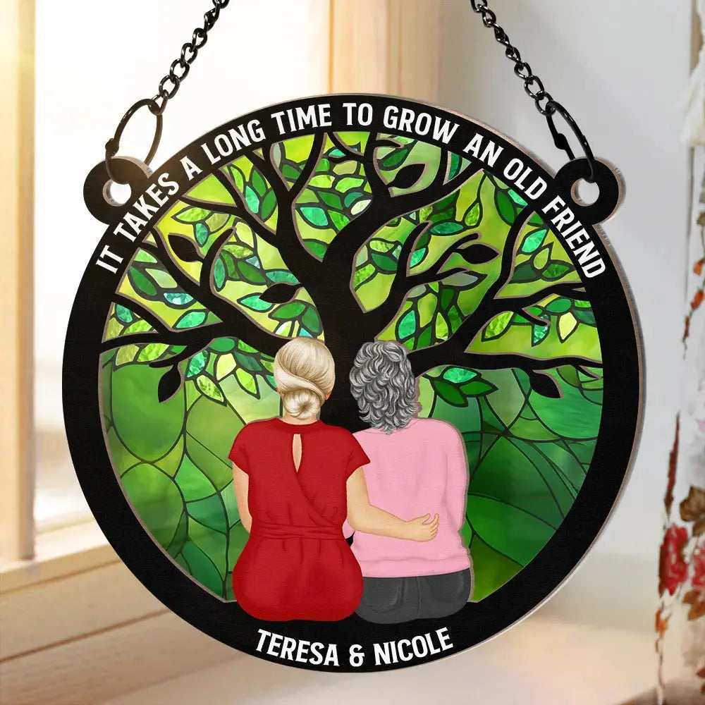 Grow An Old Friend - Personalized Window Hanging Suncatcher Ornament Hanging Suncatcher Ornament The Next Custom Gift