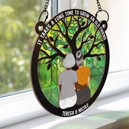 Grow An Old Friend - Personalized Window Hanging Suncatcher Ornament Hanging Suncatcher Ornament The Next Custom Gift