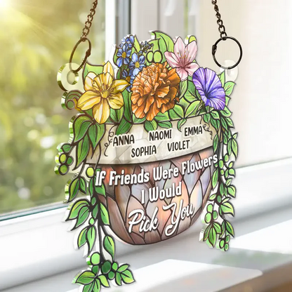 Grow An Old Friend Birth Flower - Personalized Window Hanging Suncatcher Ornament