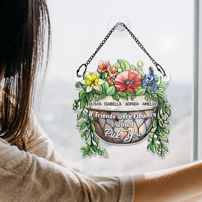 Grow An Old Friend Birth Flower - Personalized Window Hanging Suncatcher Ornament