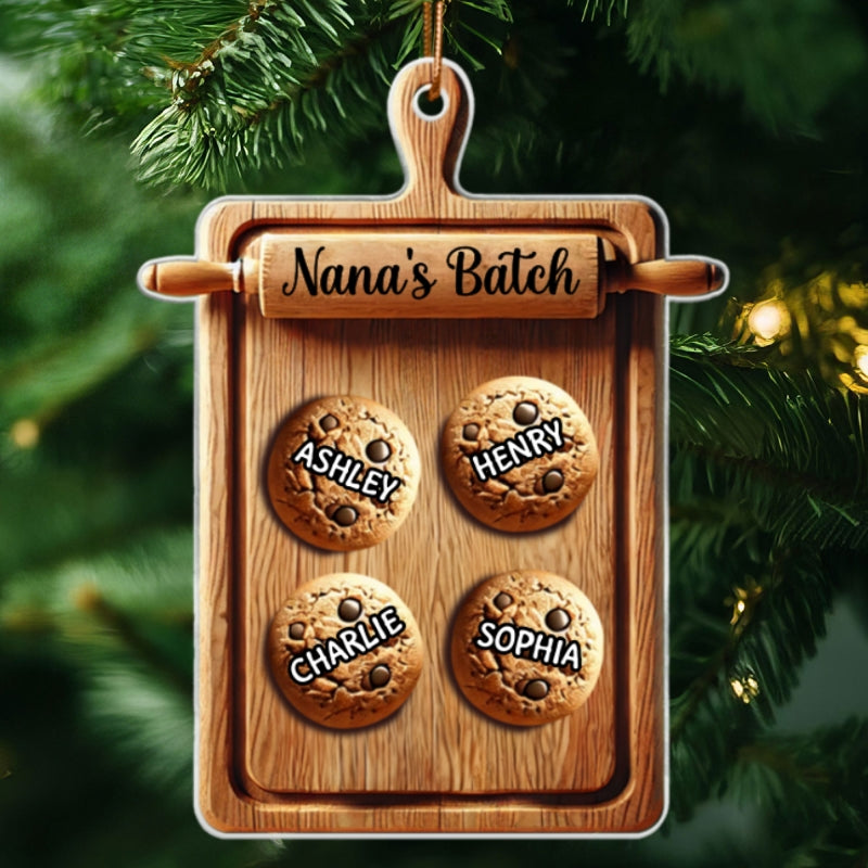 3D Effect Grandma's Batch Cookies Cutting Board Christmas Personalized Acrylic Ornament