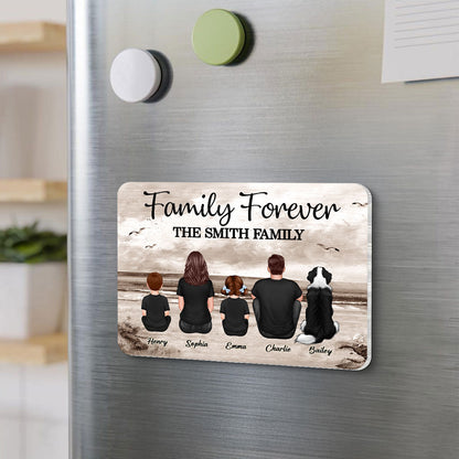 Family Forever Beach Landscape Personalized Acrylic Fridge Magnet, Gift For Family