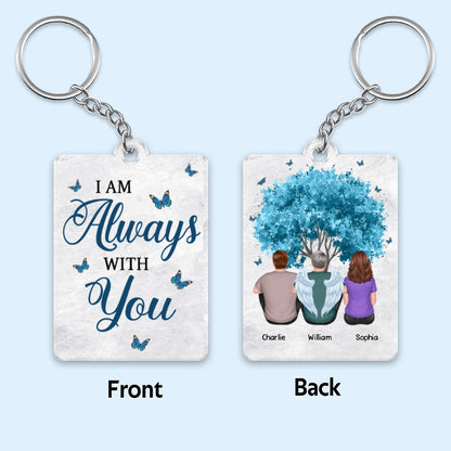 Blue Tree Butterflies Family Memorial Gift Remembrance Sympathy Keepsake Personalized Acrylic Keychain
