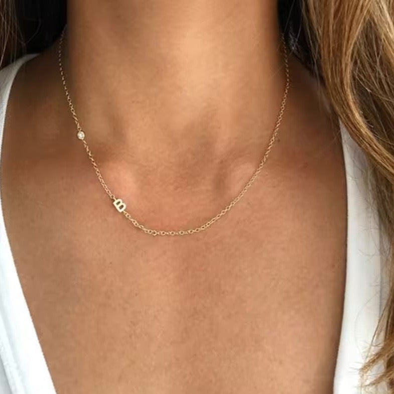 Personalized Sideway Initial Necklace 18K Best Seller