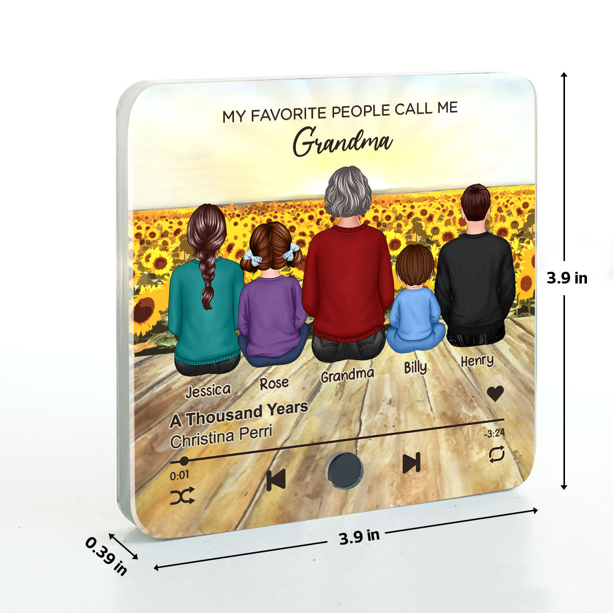 My Favorite People Call Me Nana Sunflower Field Personalized Music Fridge Magnet, Perfect Mother's Day Gift For Nana, Grandma