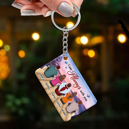 Purple Sunset Lake View Memorial Always With You Remembrance Keepsake Personalized Acrylic Keychain