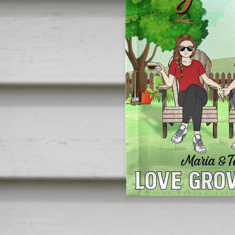 Welcome To Our Garden Love Grows Here - Couple Gifts - Personalized Custom Flag