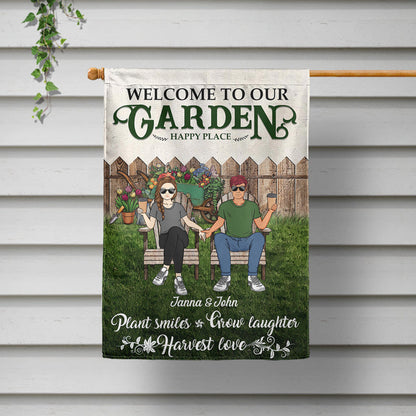 Garden Couple Plant Smiles Grow Laughter Harvest Love - Garden Decoration - Personalized Custom Flag