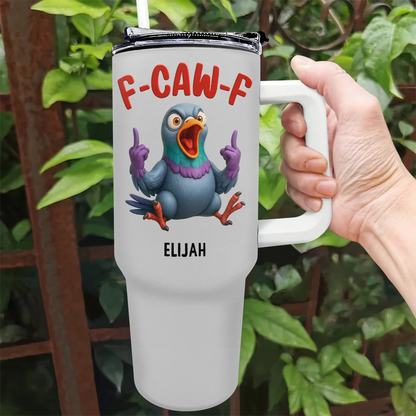 3D Effect Funny Chicken F-CAW-F My Work Vocabulary - Personalized 40oz Tumbler With Straw