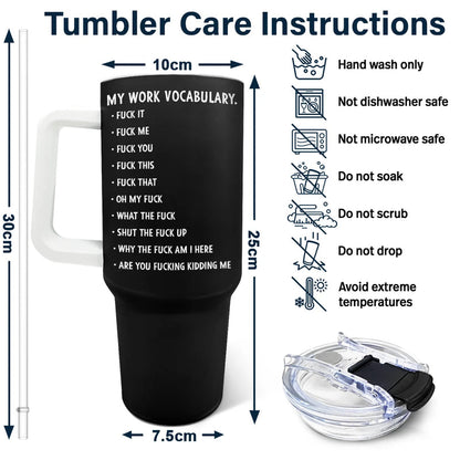 3D Effect Funny Chicken F-CAW-F My Work Vocabulary - Personalized 40oz Tumbler With Straw