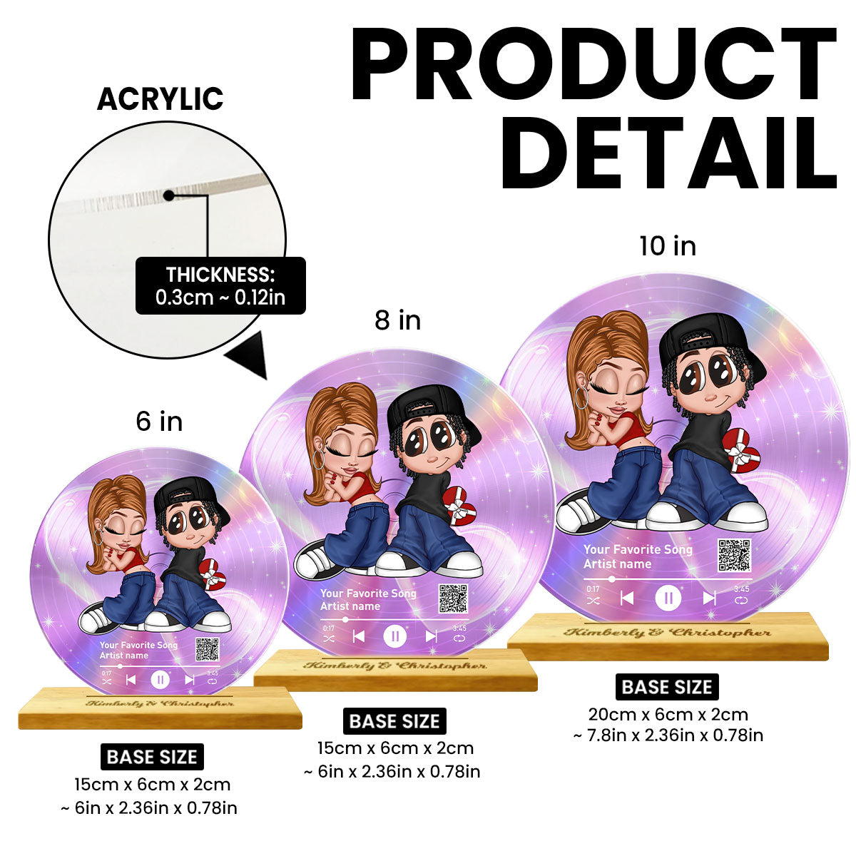 Y2K Couple Custom Vinyl Record, Favorite Song QR Code Acrylic Plaque, Valentine's Day, Anniversary, Birthday Gift for her, Gift for him